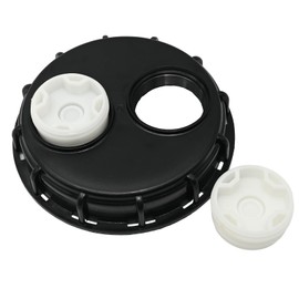 DUZFOREI IBC Tote Lids Water Tank Caps IBC Tote Lid Cap 6.5 Inch with 2" Plug Fine Thread for Chemical, and Other Industries, Black Double Blind Cover