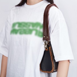 PH PandaHall 2pcs Genuine Leather Bag Handles Brown Leather Replacement Handles 23.8" Replacement Purse Straps with Antique Bronze Swivel Lobster Buckles for Handbags Purses Shoulder Bags