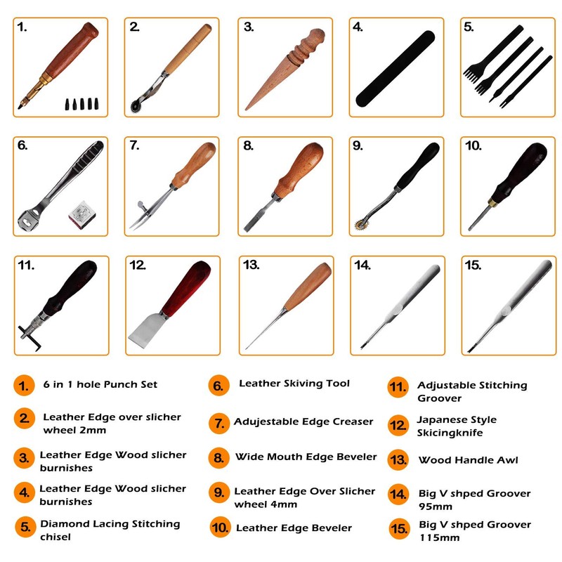 Trimming Shop 27 pieces leather craft hand tool set, leather