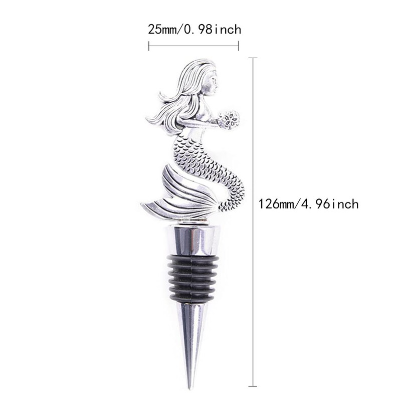 Wine Bottle Stopper, SCRTB Mermaid Wine Stopper Wine Accessories, 2