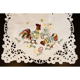 Easter Holiday Chicken Rooster Egg Embroidered Tablecloth Table Placemat Runner 16x72" Table Decorations for Dining Party Holiday