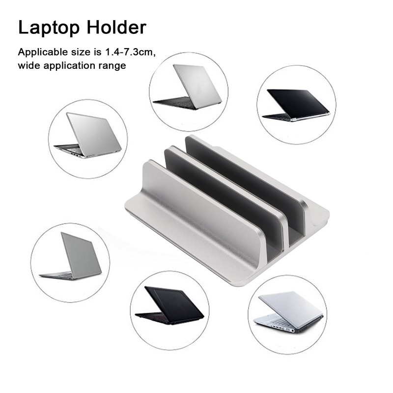 Laptop Holder Vertical 2 Slots Aluminum Alloy Adjustable Laptop Stand