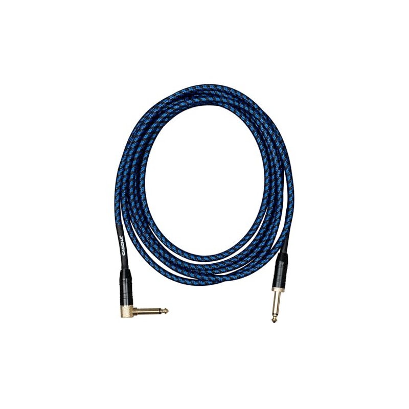 Cascha Professional Line Guitar Cable, Angled, Tweed Blue, 6 m