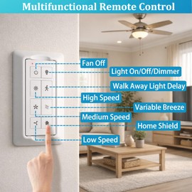 Ceiling Fan Remote Control with Light Dimmer, 3 Speeds Wall Remote