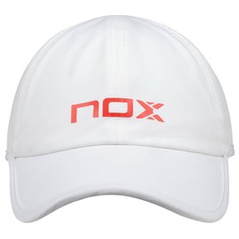 NOX Gorra Padel Tenis, Ligera Transpirable y Diseño Moderno, Ideal para Largas Partidas Bajo el Sol, 100% Poliester. (MX/US, Alfa, Talla única, Blanca/ROJA)