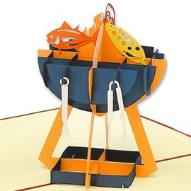 LINPOPUP®, LIN17499, pop-up card, 3D birthday card for BBQ fans, garden party, barbecue party, invitation card, folding card, N272