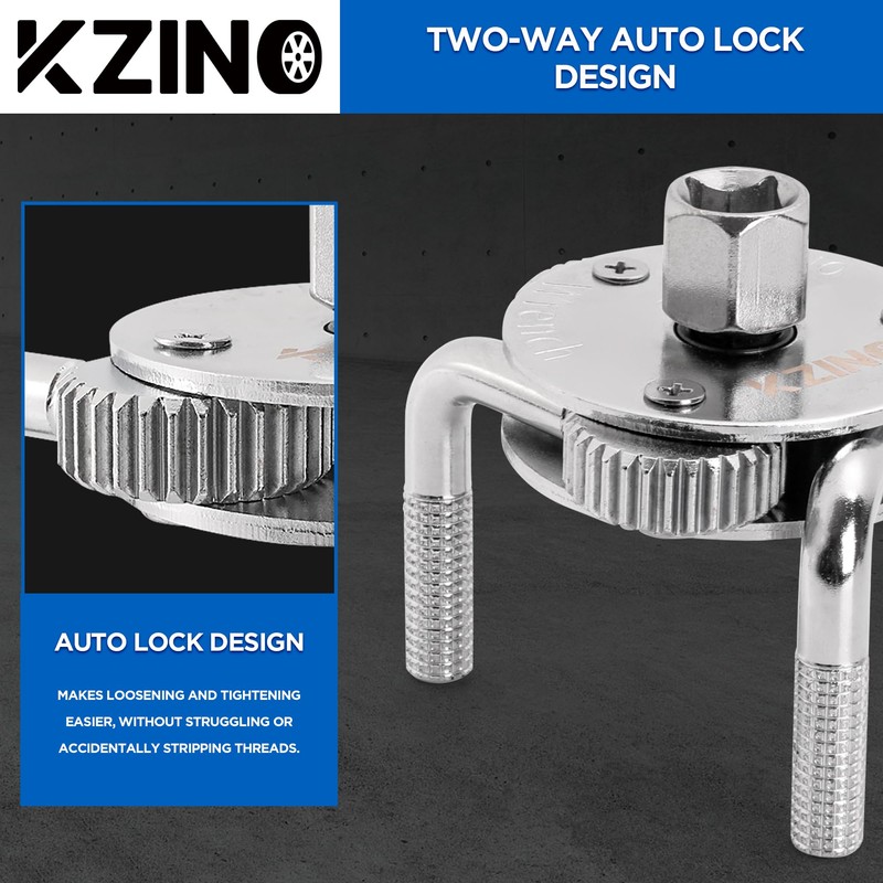 KZINO Oil Filter Removal Tool, Universal Oil Filter Wrench, Oil