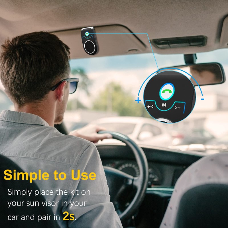 Handsfree Bluetooth for Cell Phone, Bluetooth 5.0 Car Speakerphone, Wireless