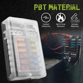 NORTHYUN 12 Way Fuse Block 12V/24V with LED Indicator Waterproof Marine Fuse Panel with Negative Bus Dual Row 12 V Automotive Fuse Box Holder for RV, Boat, Car, Truck, UTV