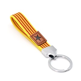 BDM Fabric Bracelet for Men and Women with the Flag of Catalonia Senyera de Catalunya Elastic and Adjustable to the Wrist, a Unisex Fashion Accessory in Yellow, Red, Blue and White.