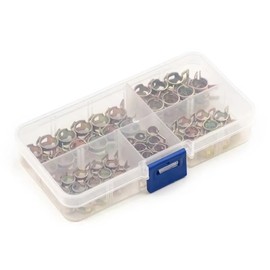 75-Piece Spring Hose Clamp Assortment Kit – 6–10mm Inner Diameter Metal Clips with Clear Storage Box