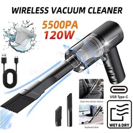 Aspirador para Auto, FreeVac, MXFRV-001, 1Pza, Inalámbrica, 120W, 5.5Kpa, 2000mAh, USB C, Filtro Lavable.                                             