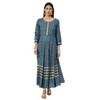 Yash Gallery Rayón Buta Print Anarkali Kurta para mujer, Azul,