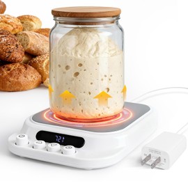 Sourdough Starter Warmer- 70-130°F Adjustable Temp, 1°F Precise Control & 24H Timer - Compatible with Any Shape of Cup Bottom -Ideal Sourdough Proofing Tool for Bakers (White)