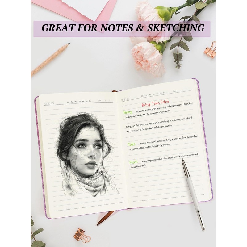 ZTUOK Glitter A5 Notebook, Lined Journal A5 Notepad for Girls