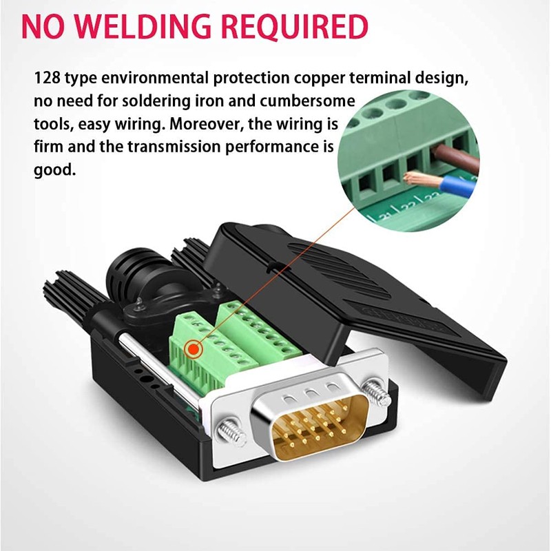 PENGLIN Solderless VGA Quick Connector 16mm Thinner 3+9 DB15 3Row