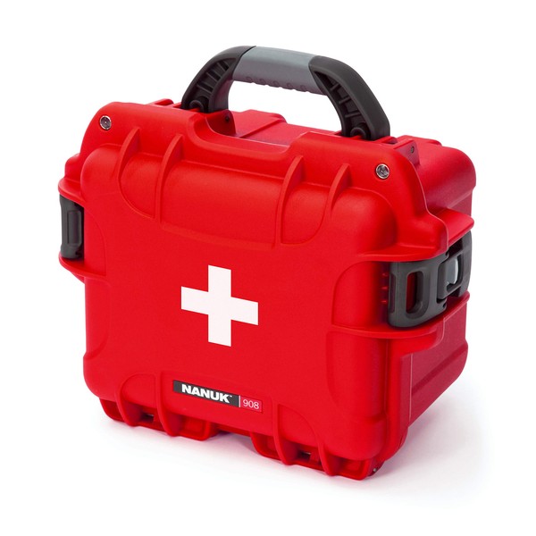 Nanuk 908 Waterproof First Aid Prepper Survival Gear Dust and Impact Resistant Case - Empty - Red (908-FSA9)