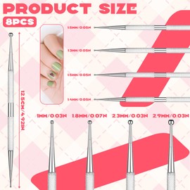 8 Pcs Nail Dotting Tools, 2 Way Dotting Pen Tool Professional Nail Art-Dotting Tool with Box Ball End Nails Dottings Kit Nails Art Tools for Painting Design Pattern Embossing