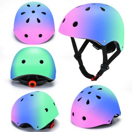 Comforhous Color Gradient Kids Bike Helmet for kids 5-8 Unicorn Protective Gear Set with Elbow Pads Knee Pads for 5-14 Kids Toddler Boy Girl Helmet and Pads for Skateboard Cycling Bike Skating Scooter