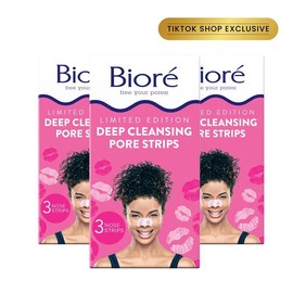 Bioré Skincare TikTok-Only Kiss Pore Strips Bundle – 3 Pack (9 Strips) for Blackhead Removal & Instant Pore Unclogging