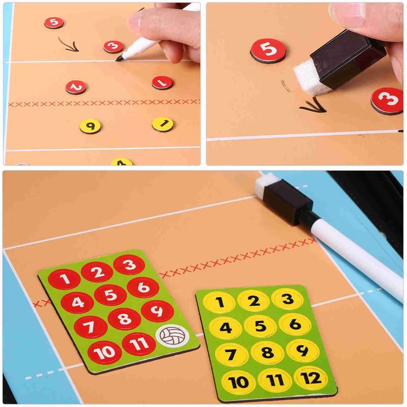 Foldable Volleyball Magnetic Tactic Board Coaching Strategy Board with Marker