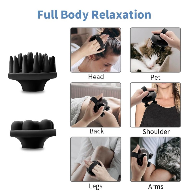 Scalp Massager, Electric Head Massager with 3 Kneading Modes and