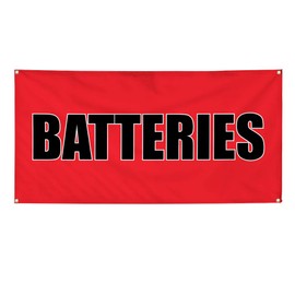 Vinyl Banner Multiple Sizes Batteries Outdoor Advertising Printing D Automotive Outdoor Weatherproof Industrial Yard Signs Red 10 Grommets 60x144Inches