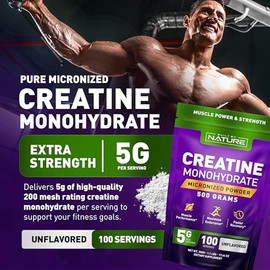 Monohidrato de creatina en polvo, creatina micronizada para hombres y mujeres, suplemento de creatina monohidrato puro, fuerza muscular, rendimiento y