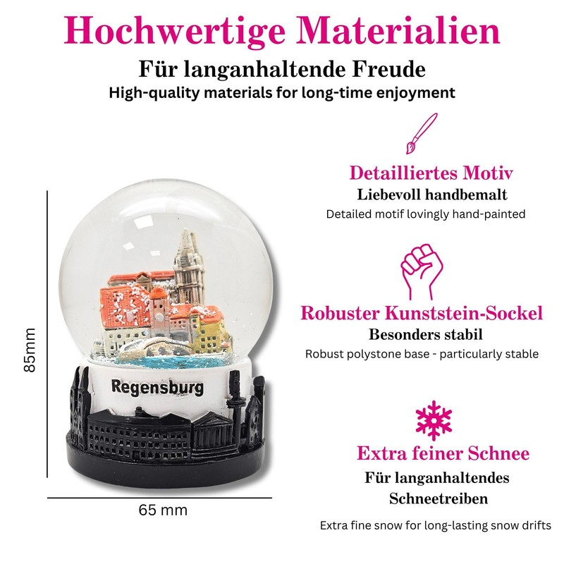 Regensburg 30078 Souvenir Snow Globe | Dom Stone Bridge Danube