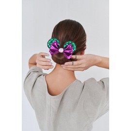 Sparkle Sequin Mouse Ears Headband and Velvet Mouse Ears Scrunchies 2pc Hair Decorative Accessories for Women Birthday Princess Dress Cosplay Party (Purple, Standard)