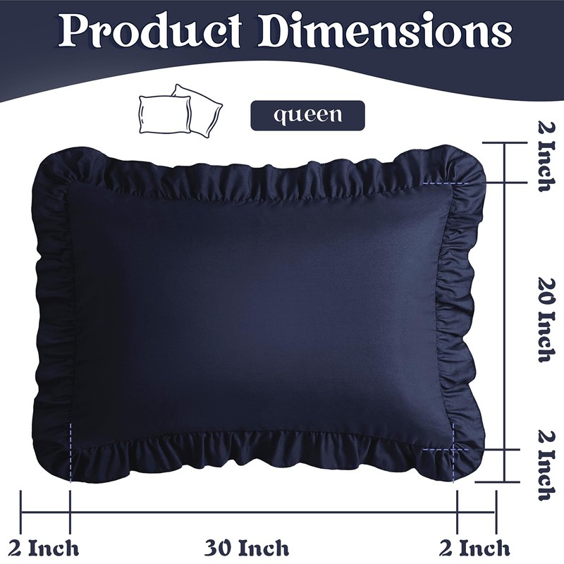 KKJIAF Ruffle Pillow Cases Queen Size Set of 2, Ruffled
