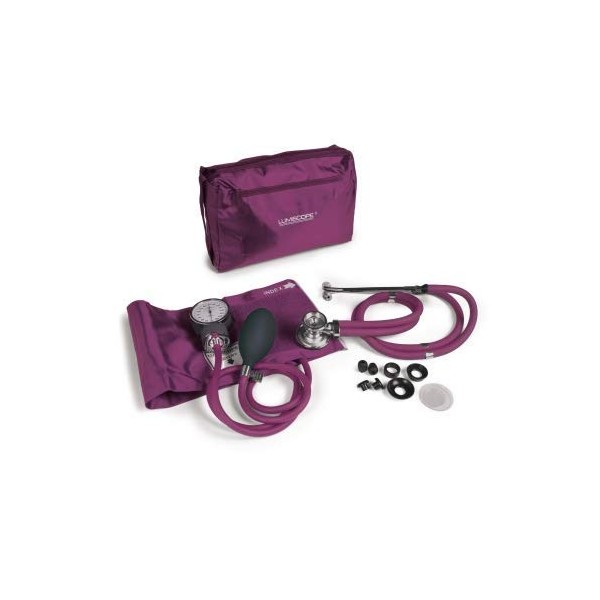 Lumiscope Professional Blood Pressure Kit - Stethoscope, Manual BP Cuff & Sphygmomanometer - Orchid
