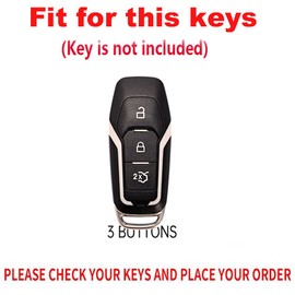 TECART 3 Button Carbon Texture Smart Key Fob Cover Luminous Strip Key Fob Key Shell Car Key Holder Fit for Ford Focus 3 4 ST Mondeo 5 MK5 Mustang F-150 Explorer Edge Fiesta Silver