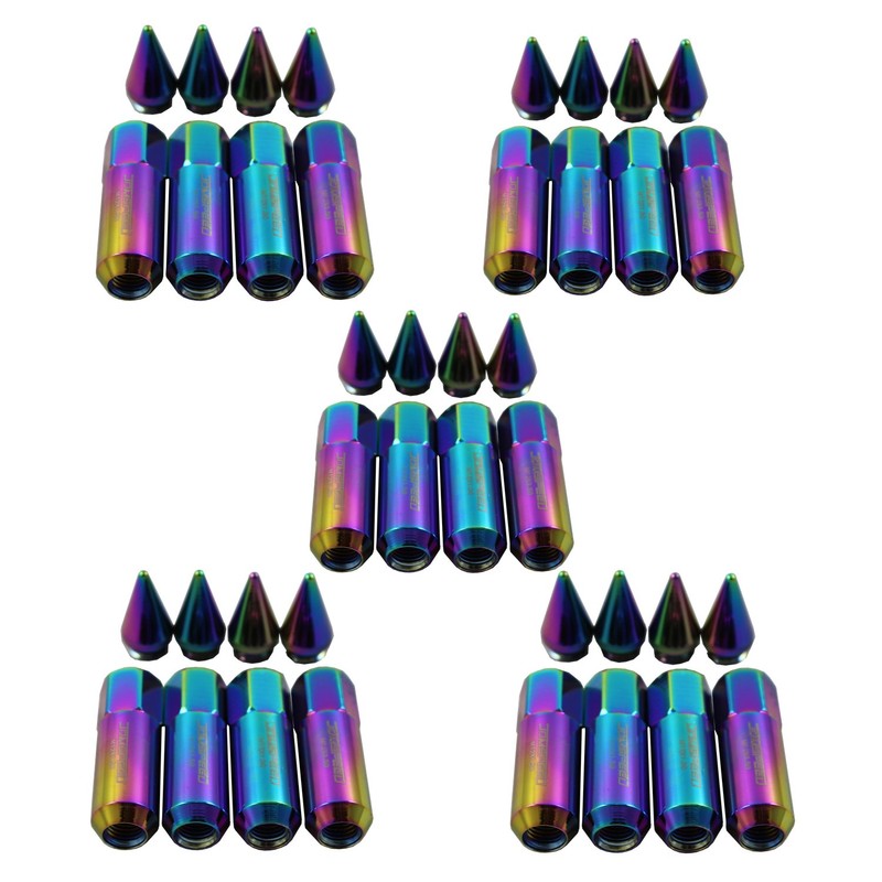JDMSPEED New Neo Chrome 20PCS M12X1.5 Cap Spiked Extended Tuner