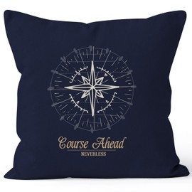 Autiga Maritime Cushion Cover Compass Wind Rose Navigator Sailing Cushion Cover 40 x 40 cm Cotton Navy 40 cm x 40 cm