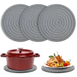 3 Pack Diatomite Stone Drying Round Trays for Kitchen Counter Decor Trivets for Hot Dishes Decorative Bathroom Sink Tray Silicone Ceramic Trivets for Hot Pots and Pans Large Coasters Marble Trivet