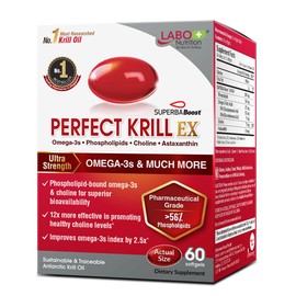 LABO Nutrition Perfect Krill Ex, 1000 Mg De Aceite De Krill Antrtico Omega 3 Epa Dha, El Contenido Ms Alto De Fosfolpidos(56) Con Colina, Astaxantina 