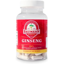 Dairyland Ginseng Baumann Wisconsin Ginseng 400mg 130 Capsules – Pure American Ginseng