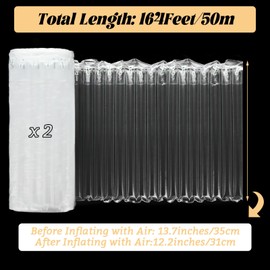 FVIEXE 2PCS 13.7 Inch x 164 Feet Bubble Cushioning Wrap Roll, Large Bubble Air Bubbles for Packaging Moving Shipping Delivering with Free Pump, Inflatable Air Column Bubble Bag Wine Bottle Protector