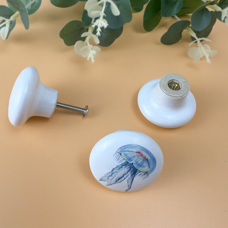 Lasyman Set of 6 Ceramic Beach Coastal Themed Cabinet Drawer