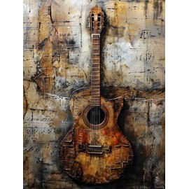 JXAVAXDE Musical Guitar 5D Diamond Art Painting Kit with Round Full Diamond Art for Beginners Cross Stitch gem Wall Art Home Decor 12x16 Inch