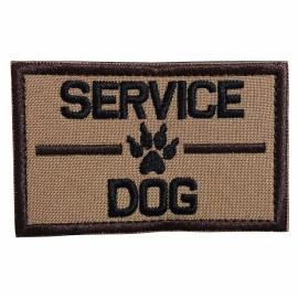 TrendyLuz Service Dog, K9 Dog Embroidered Tactical Morale Hook & Loop Patch Coyote Brown