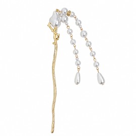 Vintage Pearl Tassel Hair Stick for Women, Branch Shape Gold Hair Pin
