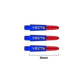 WINMAU Dart Shaft - Vecta Polycarbonate Dart Stems - 1 Set per Pack (Total 3 Dart Shafts) - Professional Dart Accessories - Blue and Red Short Shafts
