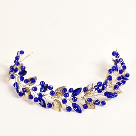 yuruyi Floral Crown for Women, Adjustable Hairbands Camellia Handmade Hair Wreath Accessory for Birthday Festival Headpiece Flower Crowns for Women (Blue, Adjustable)