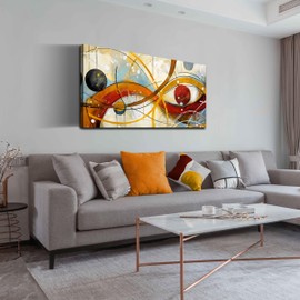 Large Abstract Yellow Canvas Wall Art for Living Room Bedroom Home Office Modern Wall Decor Line Geometric Abstract Picture Framed Canvas Prints Size 20x40