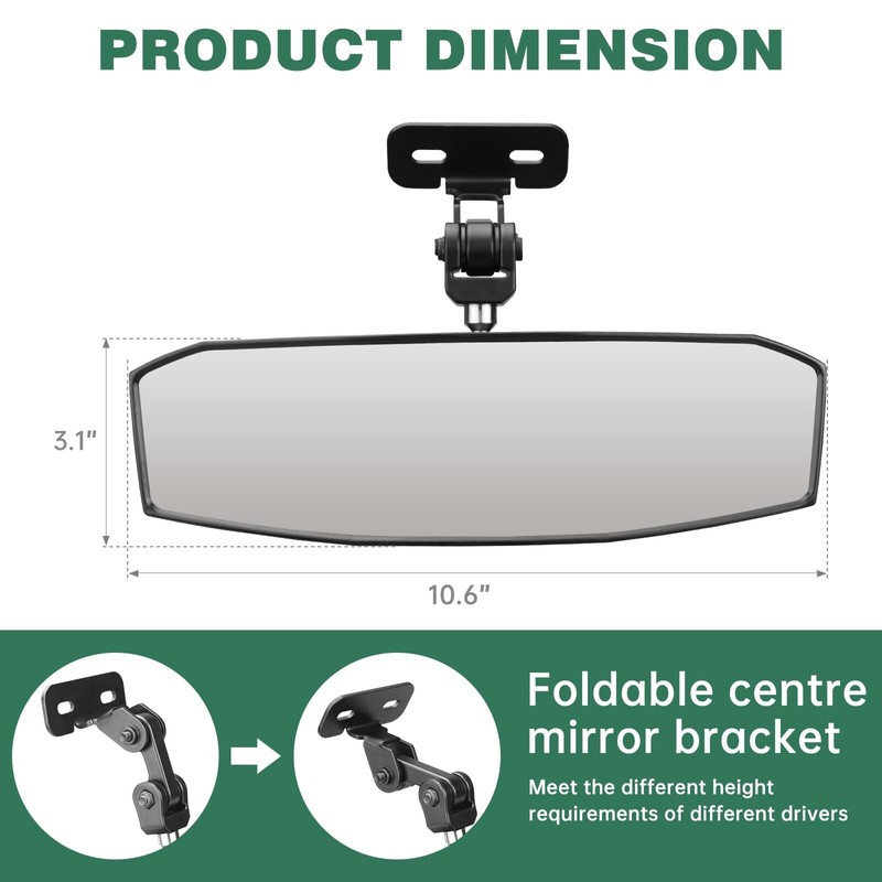 SHEJISI UTV Rear View Mirror Compatible with CFMOTO Uforce 1000/1000