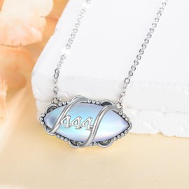 MISTBEE Angel Number Necklace 925 Sterling Silver 444 Necklace Moonstone Angel Number Pendant Jewelry for Women Mom Mother Day’s