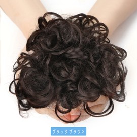 YOVOY Bun Wig, Curly Hair Extension, Hair Extension, Hair Rope Wig, Hair Ornament, Volume Up, Kimono, Kids, Shichi-Go-San Adult, Women's (Black Brown)