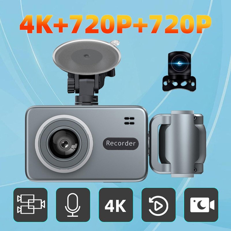 Generic 3 Channel Dash Cam, 4K Dash Cam Front and